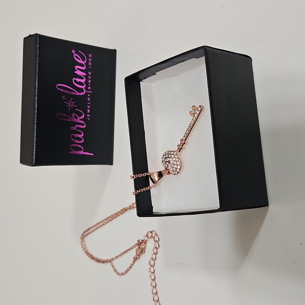 Brand New Park Lane Rose Gold Heart Key Pendant - Picture 3 of 4
